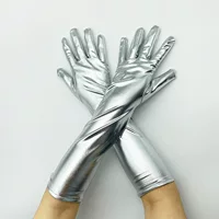 Перчатки из лакированной кожи средней длины протягивают плотные кожаные перчатки Стиль зимы ночного клуба плотного этапа сексуальный