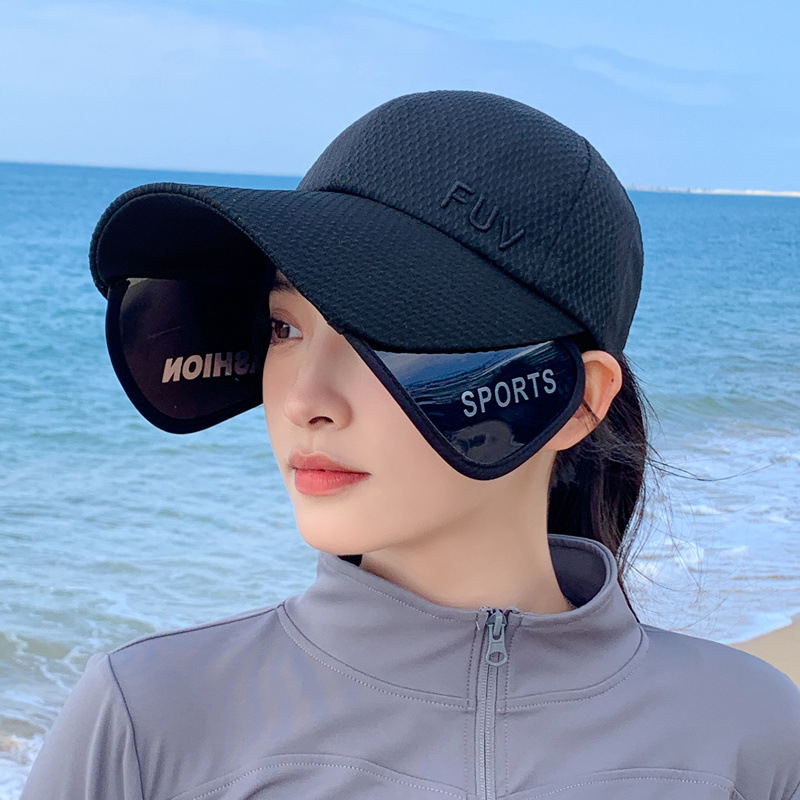 Korean-style summer women's retractable lenses UV-resistant breathable baseball cap outdoor travel Sun cap mesh tennis cap