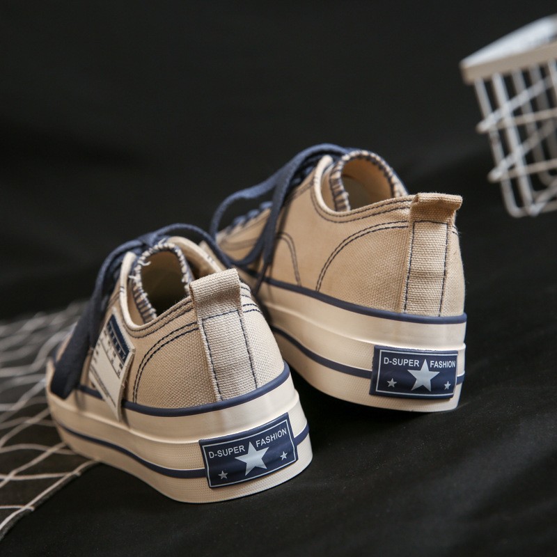 Fubu New Factory Direct Korean solid color low casual canvas shoes spring women wholesale all-match muffin heightening