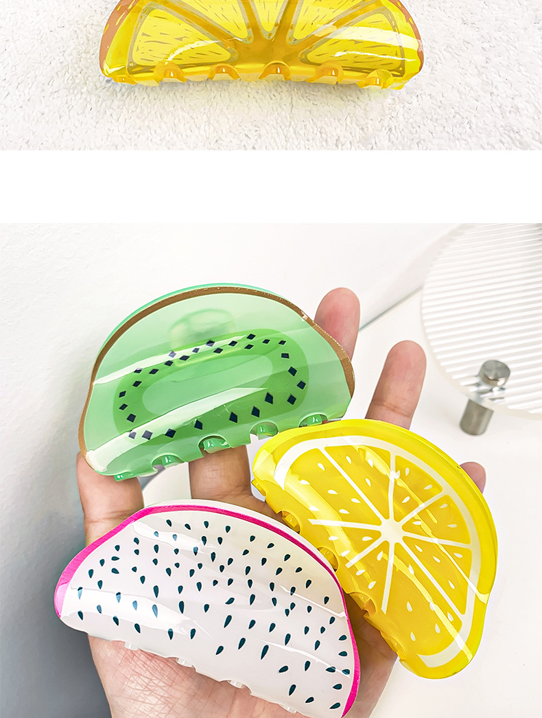 Berphia Creative Fruit Lemon Grab Clip Acrylic Hair Accessories Hair Grab Head Hairpin Korean Shark Clip Wholesale_voghion.com