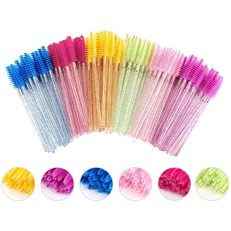 50 pc/pack factory disposable crystal rod eyelash brush nylon eyelash comb eyelash curl eyebrow brush makeup brush