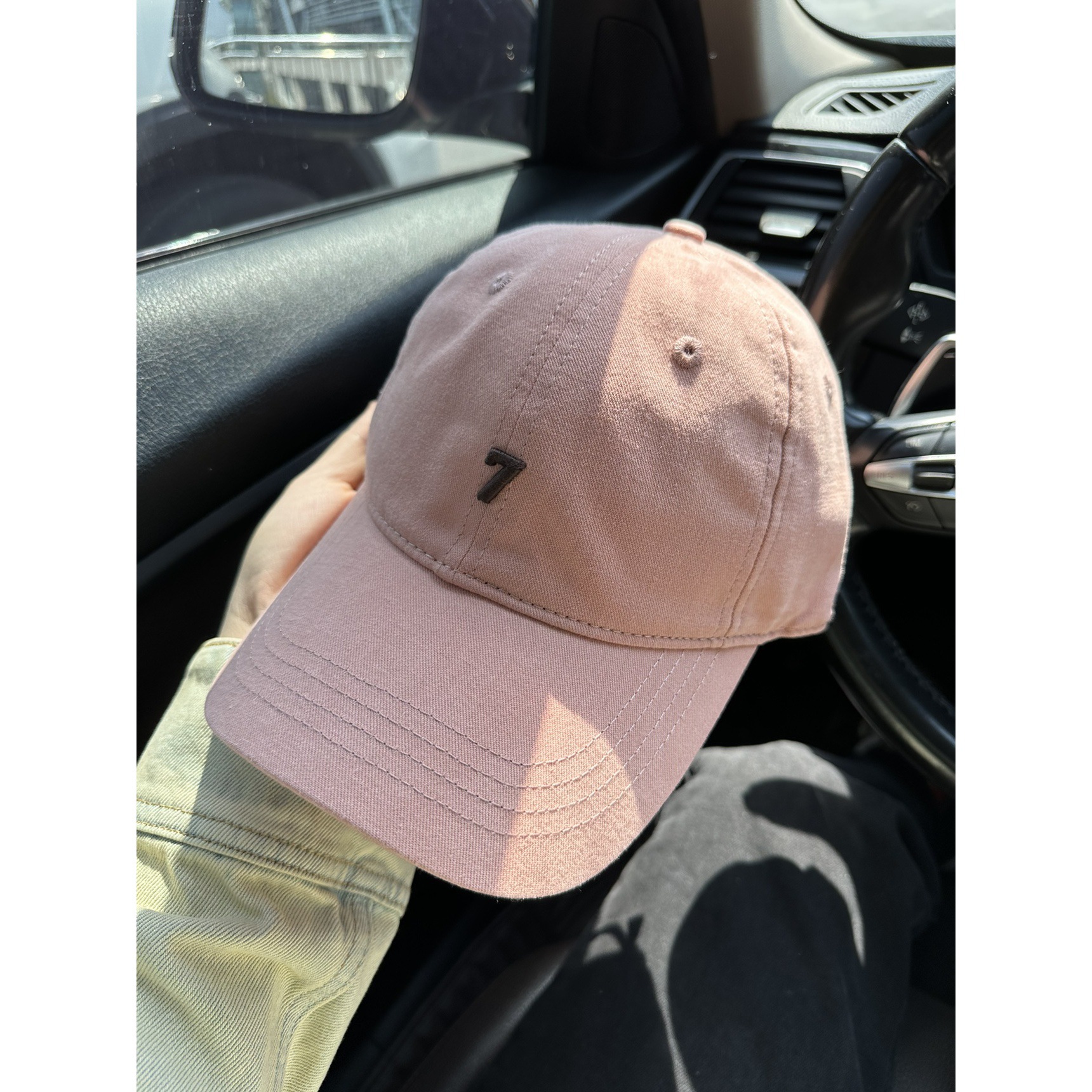 [Zhirou] 2023 New embroidered 7 baseball hat men's and women's wide brim high top face-looking small peaked cap