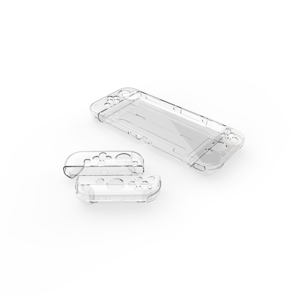 switch oled pc transparent purple transparent powder shell transparent handle split glitter crystal shell bracket