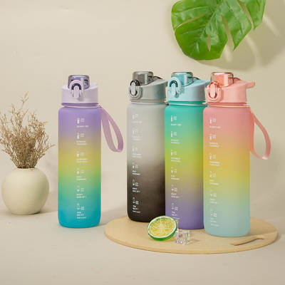 Three-color gradient cup foreign trade spot cross-border South American riding water bottle outdoor frosted rainbow sports water cup plastic