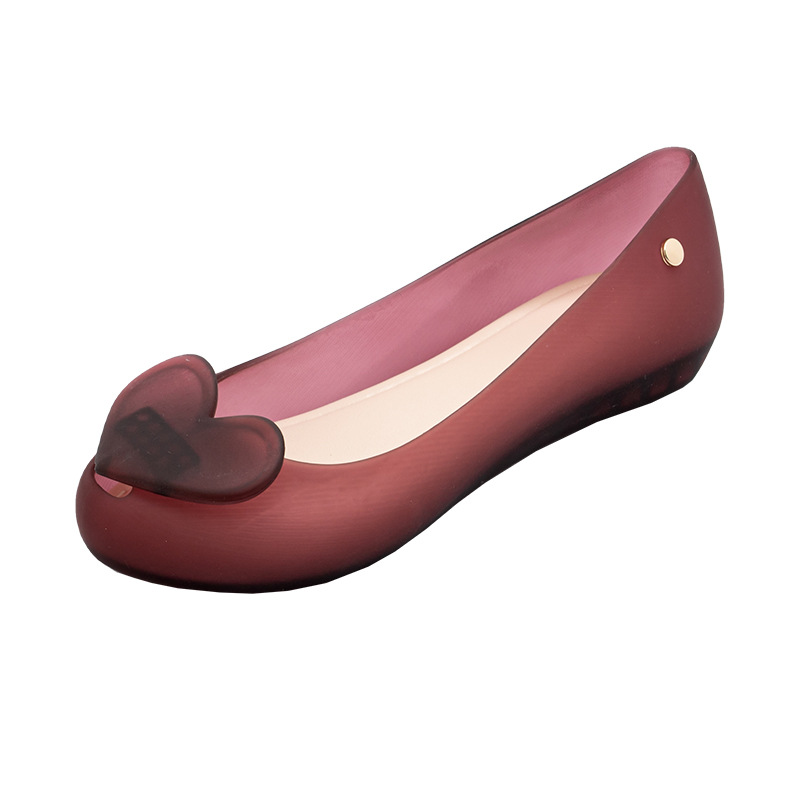 2022 summer new peach heart fish mouth jelly waterproof shoes hidden height soft bottom non-slip single shoes frosted plastic women's shoes