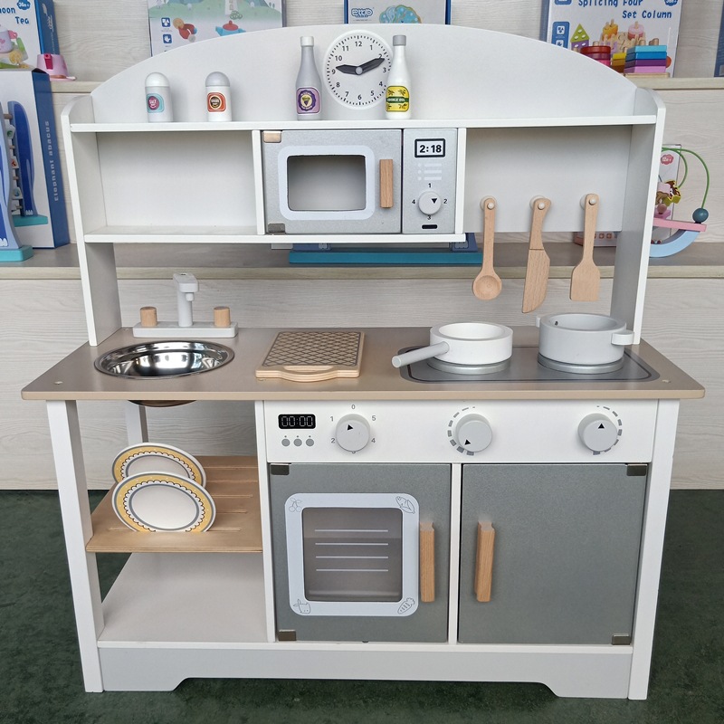 Boys and girls wooden house kitchen wooden simulation kitchenware children's cooking kindergarten play experience Hall toys