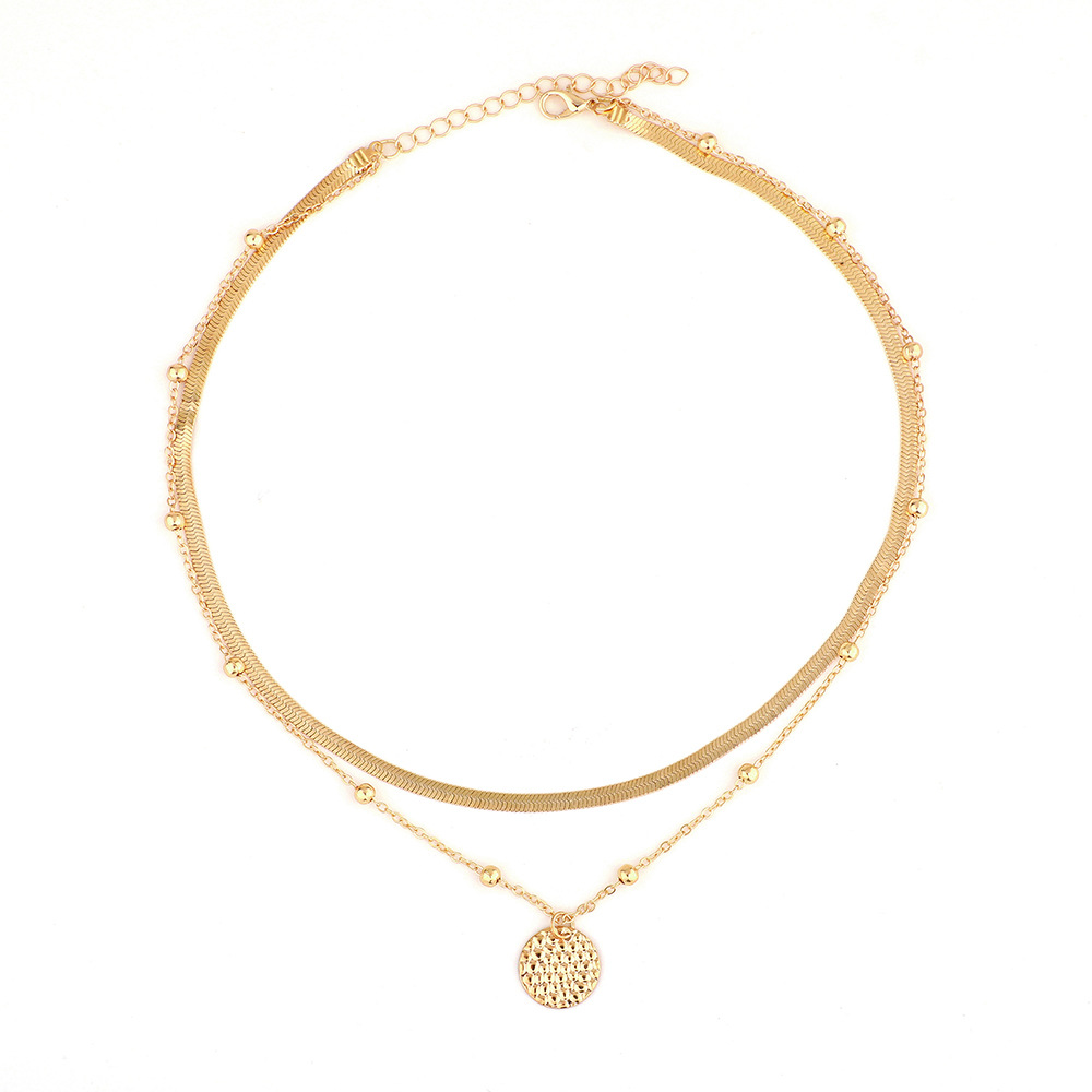 Jednostavna ogrlica s privjeskom i uzorkom čekića u hladnom stilu, nišni dizajn, vuneni lanac, zmijski lanac, dvostruki sloj, privjesak_voghion.com