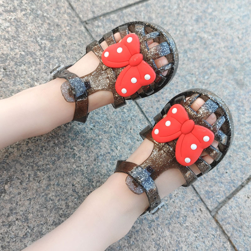 European and American Fashion Summer Baby Girl's Toe Jelly Sandals and Slippers Children's Polka Dot Bow Princess Shoes Beach Shoes