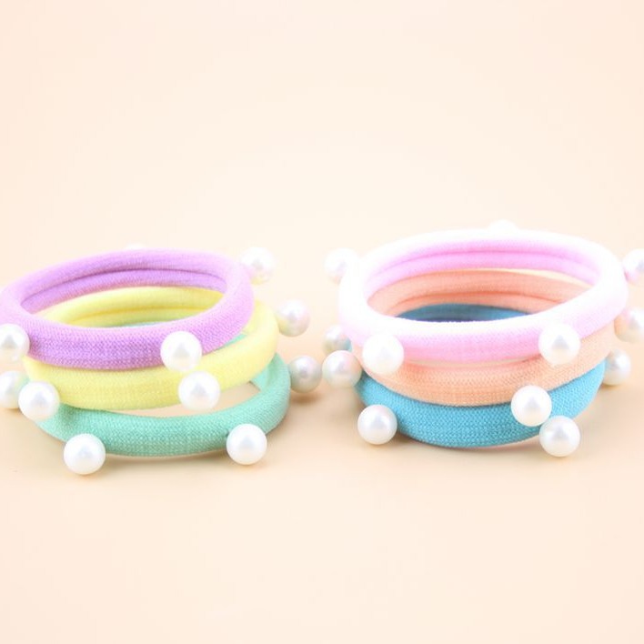 Korean Style Seamless Towel Ring Pearl Headline Korean Style Black High Stretch Hair Strap Hair Ring Headwear Hair Rope