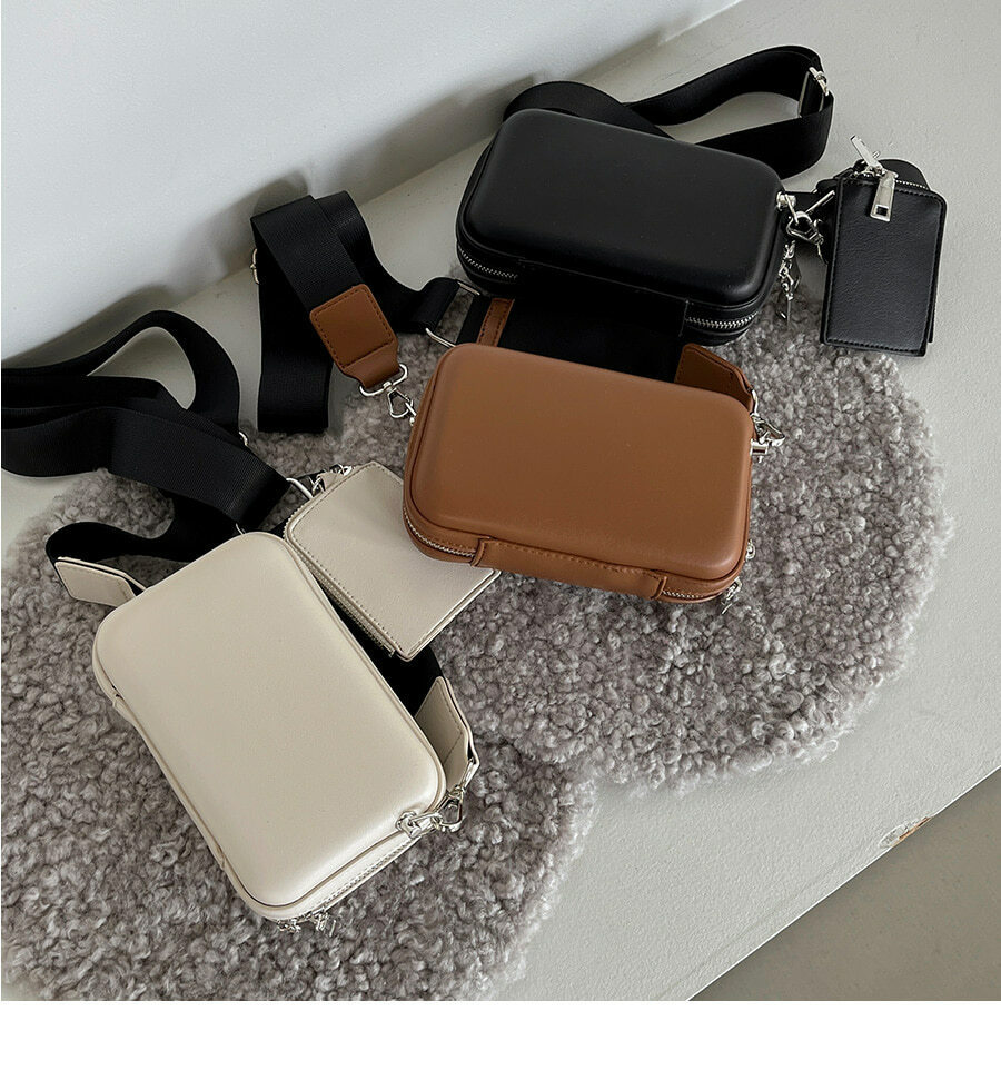 2023 New Korean Style Box Bag Men's Crossbody Bag Fashionable Neutral Trendy Small Square Bag Casual Shoulder Bag
