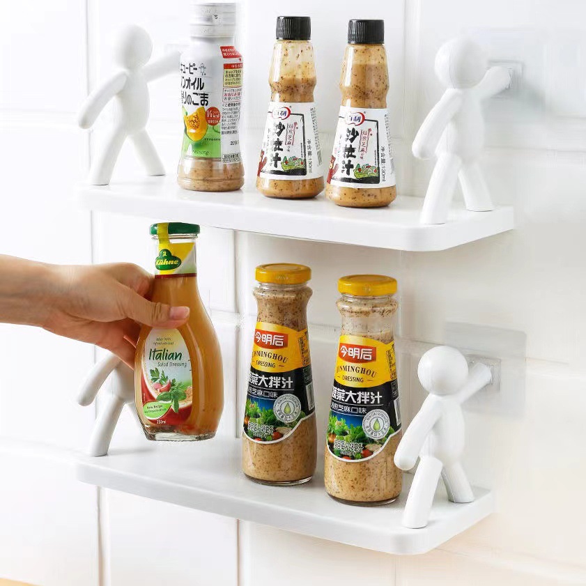 New Style Little People Storage Rack Multi-functional Creative Wall Hanging Punch-free Bathroom Cosmetic Storage Rack Kitchen Storage Rack
