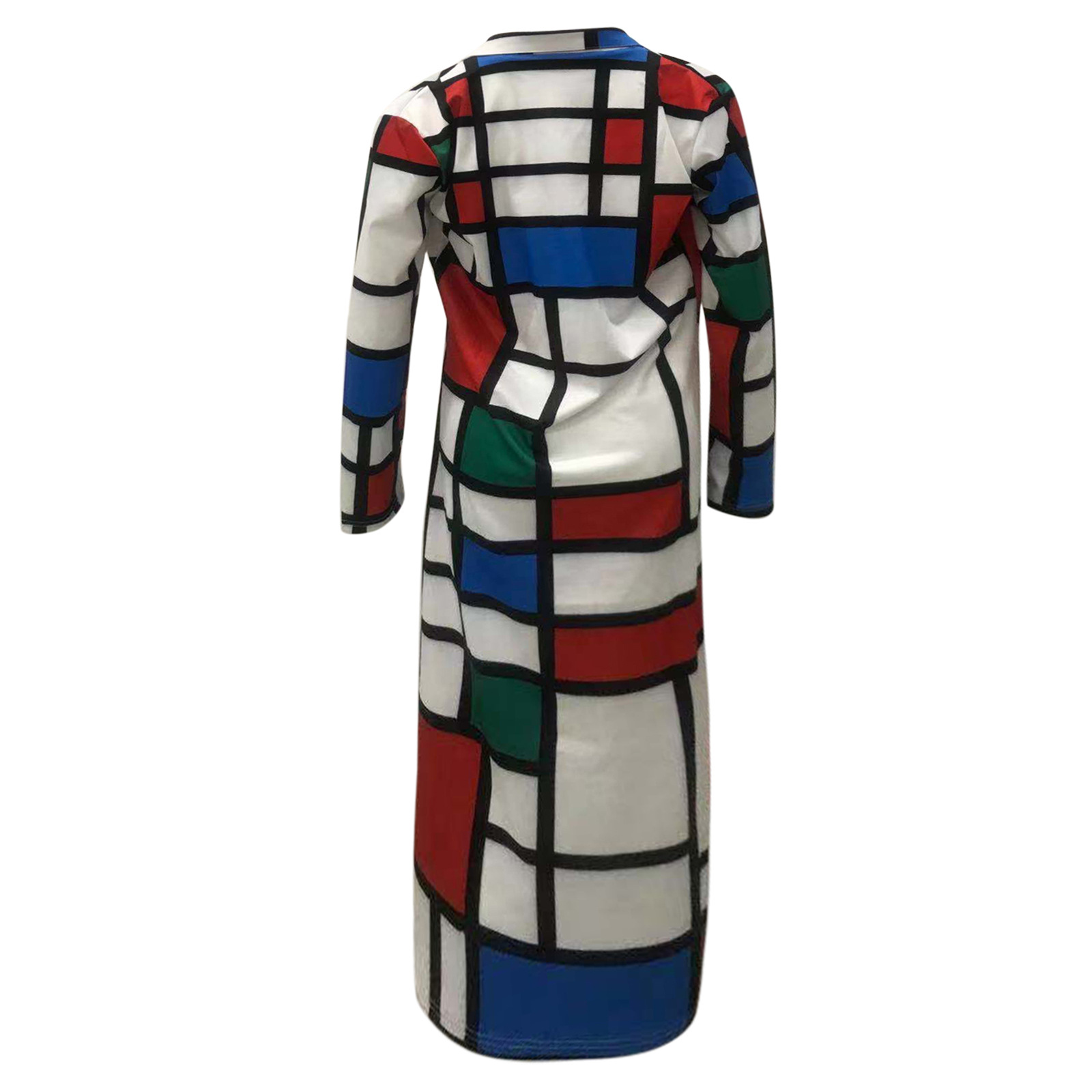 Autumn and winter New trench coat cross-border European and American plus size plaid printed double-breasted lapel coat coat women's coat_voghion.com