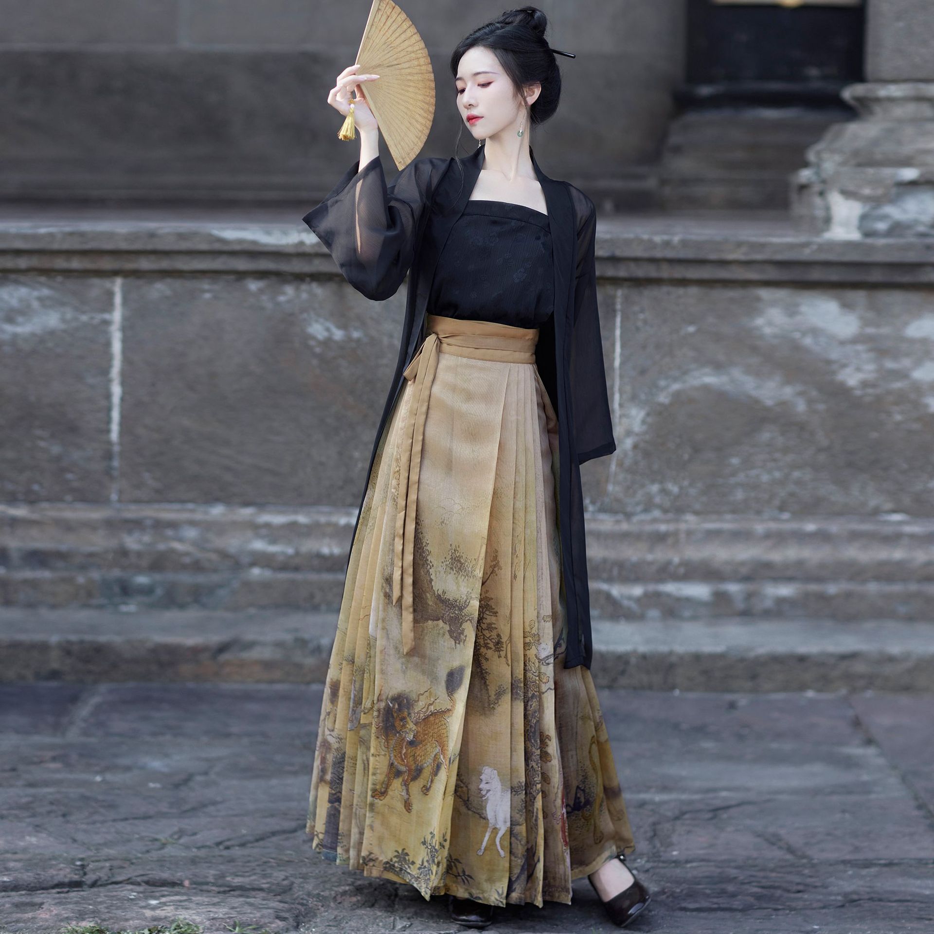 Summer New Shanhaijing Horse Face Skirt Women's Shown Adult Hanfu Cardigan Sling Daily Chinese Elements Daily suit
