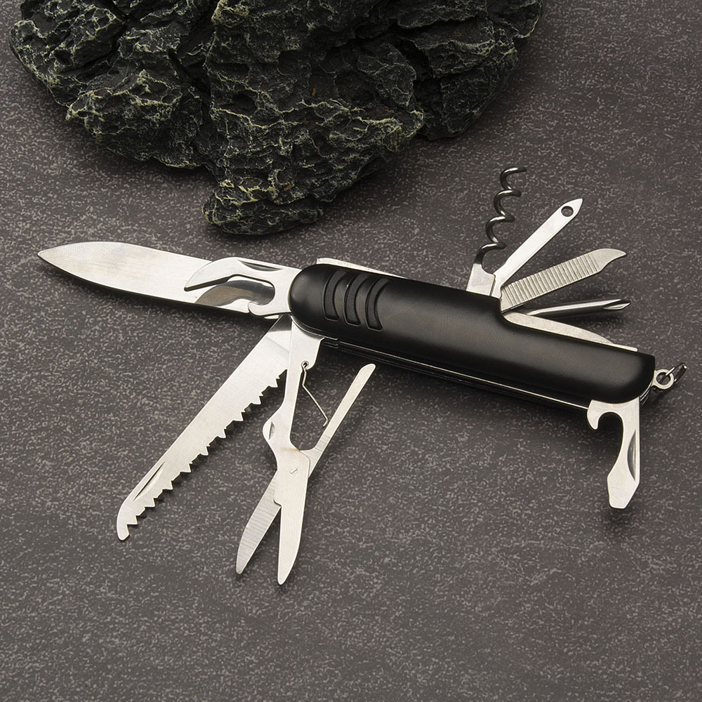 In stock factory wholesale outdoor tools practical multifunctional knife 11 functional army knife Swiss knife gift knife