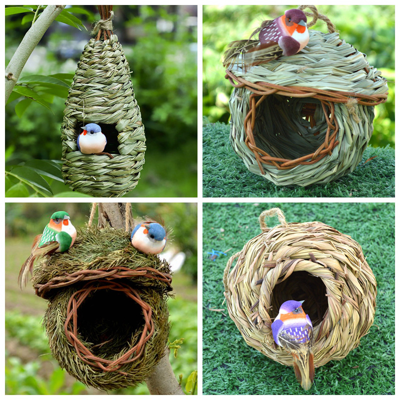 Factory Wholesale Straw Bird Nest cage outdoor warm bird nest bird house pet supplies decorative straw nest hanging nest bird cage