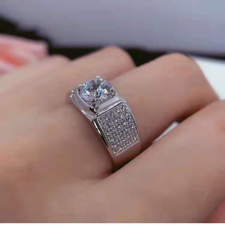 Серебряное кольцо, модный цирконий, 1 карат