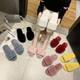 Factory wholesale foreign trade new Four Seasons open toe universal thick bottom non-slip flat woolen slippers home shoes