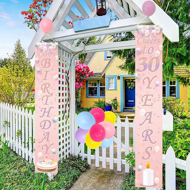 Amazon 30th Birthday Couplet Party Party Decoration Door Curtain Outdoor Atmosphere Decoration Hanging Flag Banner