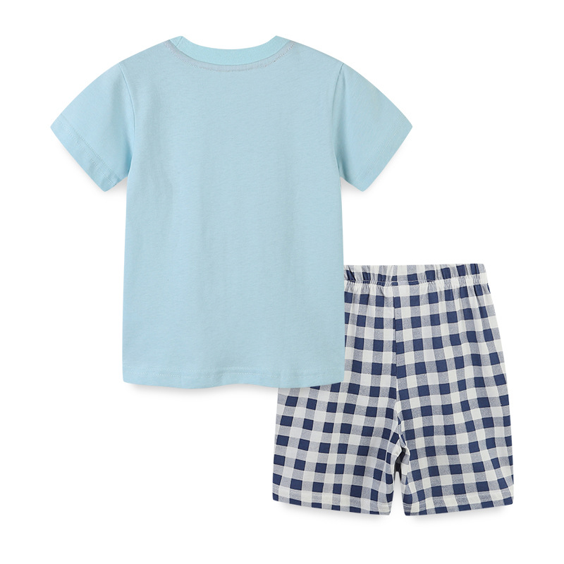 Summer New Children's Wear Wholesale Boys' suit Summer New Knitted Cotton Crewneck Shorts Two-Piece Set