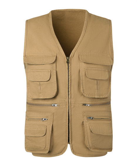 Middle-aged and elderly vest spring and autumn Leisure outdoor vest manufacturer plus size multi-pocket photography cotton vest men's 11#