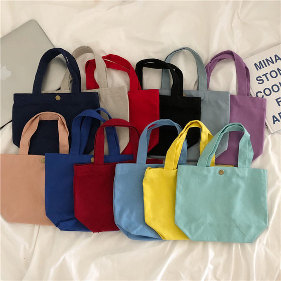 Z01 Bento Bag Solid Color Canvas Small Cloth Bag Portable Canvas Bag Lunch Box Cosmetic Bag Clutch Bag Storage Bag Small Bag