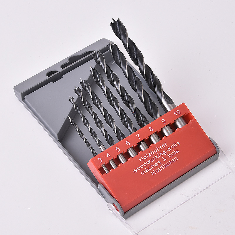 Three-pointed woodworking drill 8-piece multi-functional twist drill Wood Diamond woodworking reaming drill tool suit wholesale