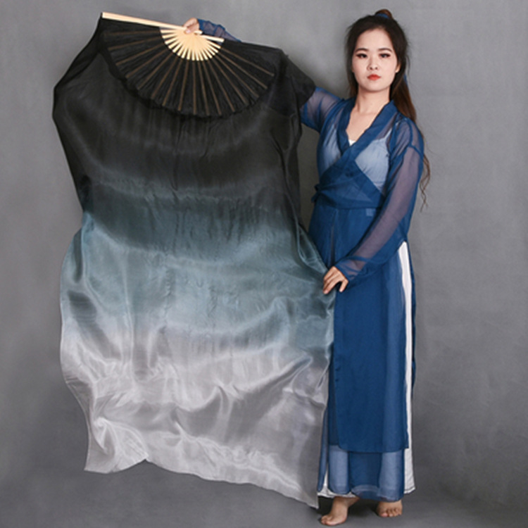 Silk Dance Fan Lengthened Dance Fan Square Dance Classical Dance Small Shadow Smoke Performance Fan Gradient Long Silk Fan