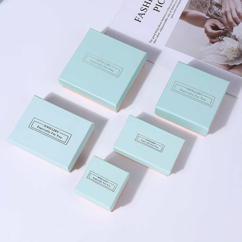 Blue and pink jewelry packaging box heaven and earth cover jewelry storage carton ring earring bracelet necklace gift packaging box