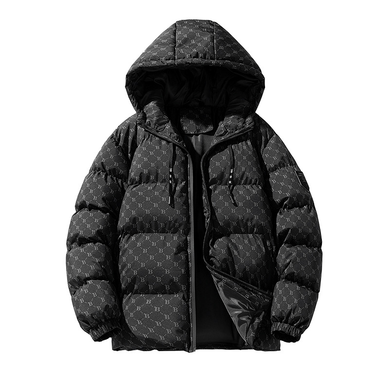 2023 New B- word Explosions Cotton-padded Clothes Men's Bread Coat Cotton-padded Thickened Warm Zipper Pocket Cardigan Top