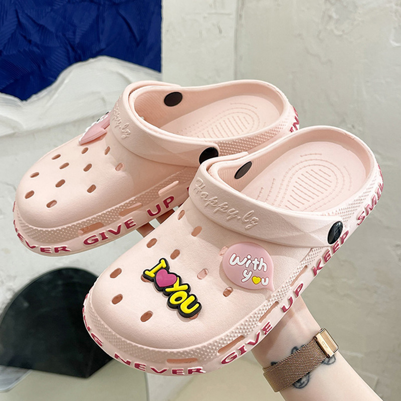 Hole Shoes New Outfit Summer Height Increasing Women's ins Trendy Slippers Women's Baotou High Heel Non-slip Beach Platform Sandals