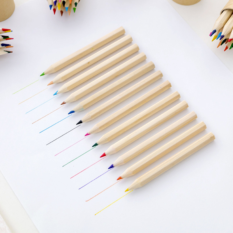 Simple log barrel color pencil study stationery student drawing pencil printing logo color lead Wholesale