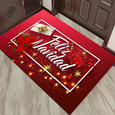 Christmas floor mat red festive cross-border Christmas decorative floor mat household non-slip floor mat household commercial