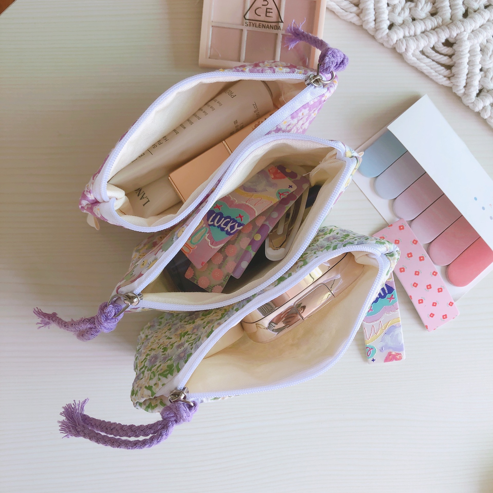 [Su Xi cloth bag] Gentle Cream light purple coin purse mini cotton bag earphones lipstick storage bag
