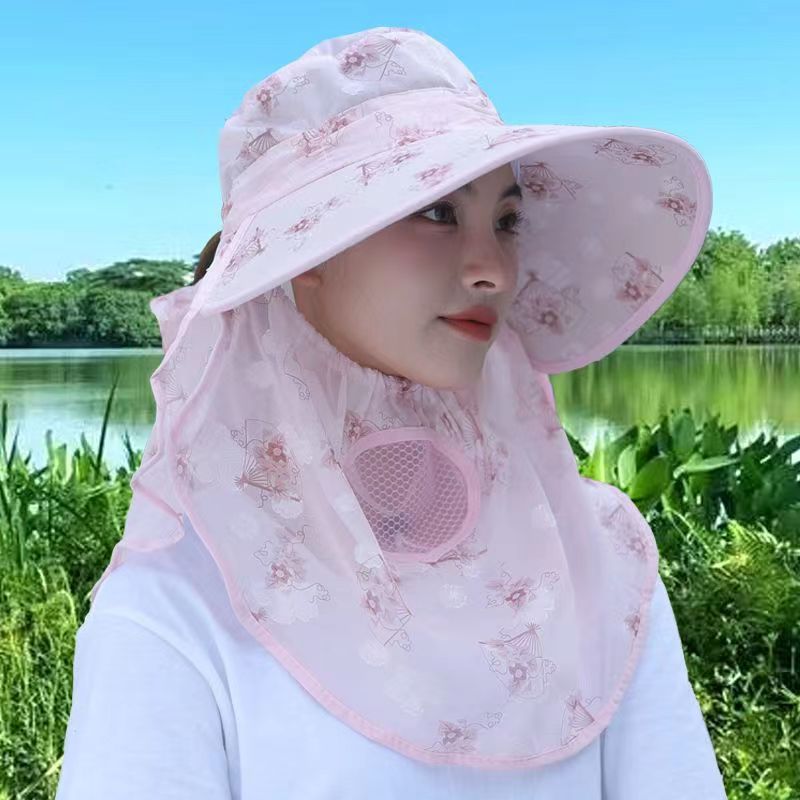 Sun Hat sun protection fashion all-match face protection strength UV protection sun hat cover full face tea picking hat New
