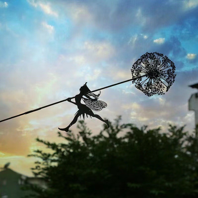Cross-Border explosion independent station new flower fairy dandelion magic fairy steel wire statue garden decoration crafts