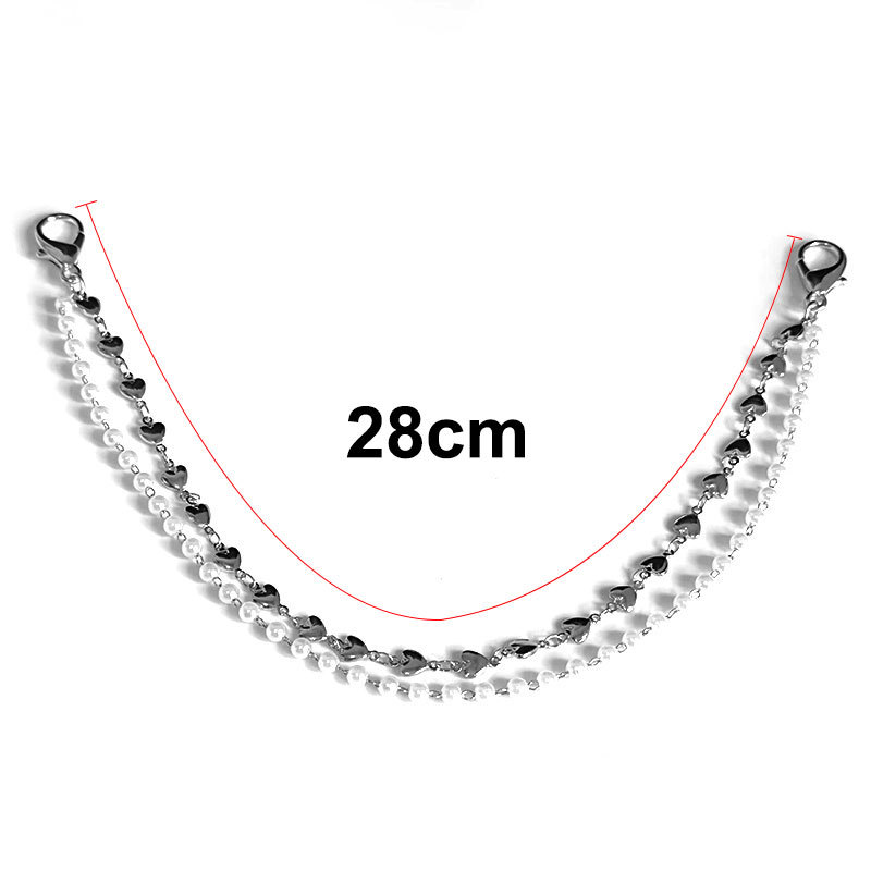 Personalized All-match Stars Love Pearl Double Layer Shoe Chain Punk Hip-hop Trendy Accessories Cross-border Hot-selling Accessories New