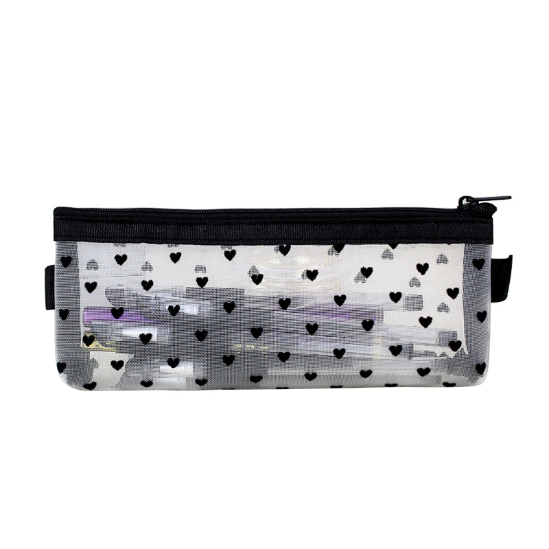 New Japanese and Korean style mesh transparent pencil case cosmetic bag stationery stationery bag simple large capacity pencil bag