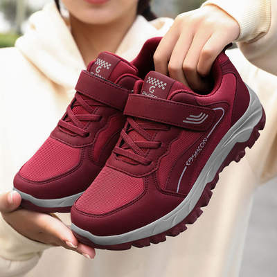 Sneaker women's 2024 spring new factory direct couple's Velcro casual comfortable middle-aged and elderly walking shoes