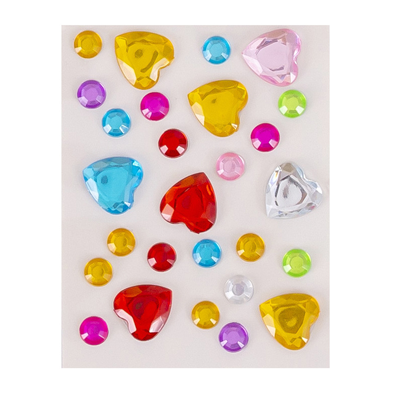 Cross-border wholesale mini diamond stickers children DIY cartoon gem acrylic love stars plum blossom reward sticker