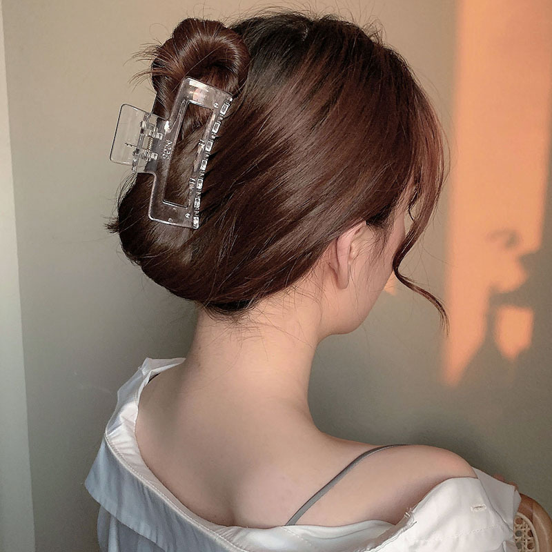Unisex Simple white transparent hair clip female back of head plastic hair clip shark clip_voghion.com