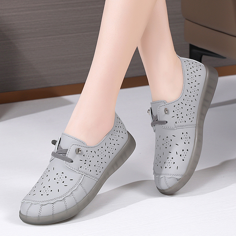 Summer Sandals Hole Shoes Mother Casual Hollow Women's Shoes All-match Soft Sole Breathable Single-layer Shoes Non-slip Soft Sole Pregnant Women's Shoes