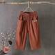 Cotton and Linen Capri Pants Women's Summer Loose plus size Linen Loose Waist Small Feet Harlan Pants All-match Casual Pants 8207