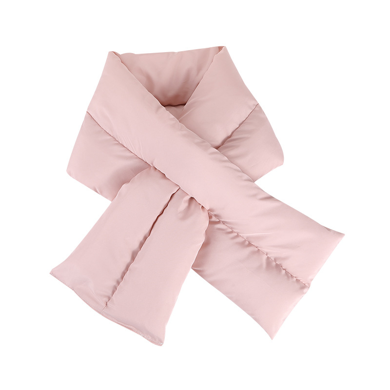 Filled Down Scarf Autumn and Winter New Cross Double Tube Filled Down Scarf Solid Color Warm Scarf Cold-proof Neck Protection Scarf
