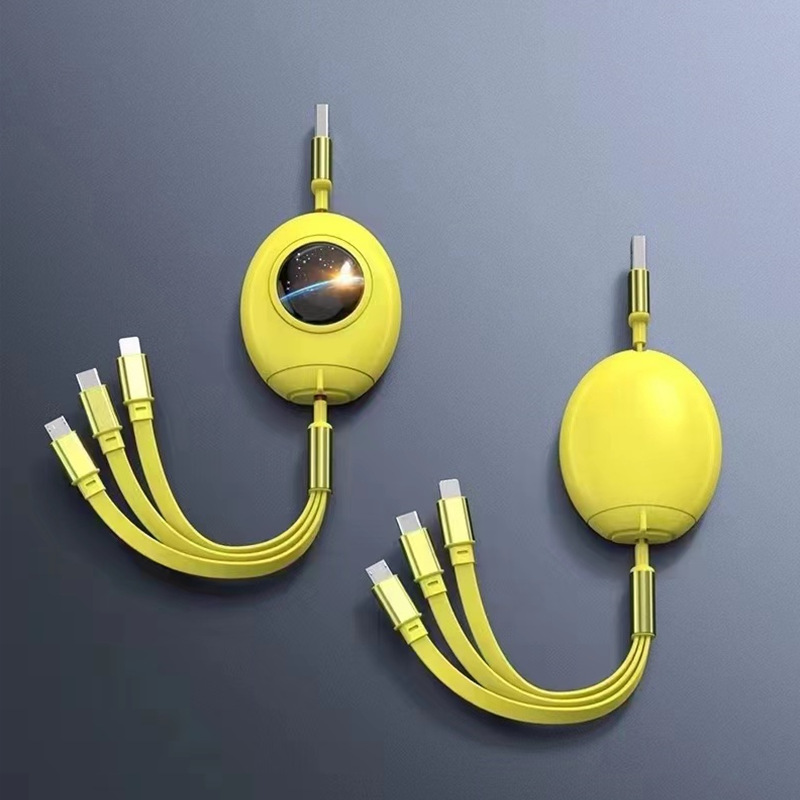 New capsule one-to-three data line telescopic multi-head charging line 3a fast charging gift line fast charging line