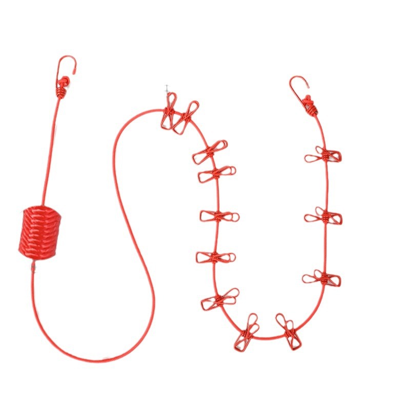 12-clip invisible clothesline indoor non-perforated retractable clothesline outdoor one-pull tight drying socks drying line