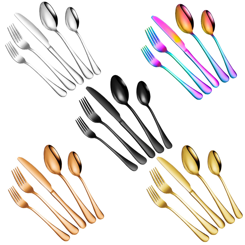 Cross-border Amazon 1010 stainless steel tableware 5 components 20/30 piece set Western steak knife fork spoon suit