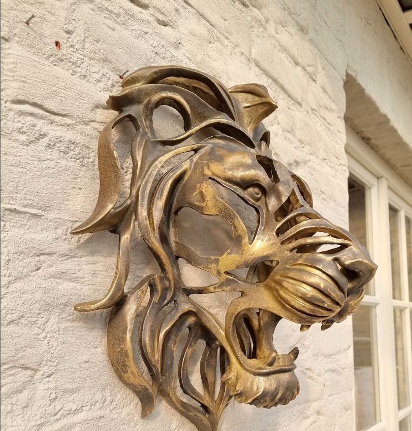 Cross-border new Lion Head Wall Mounted Art Lion Head Art metal sculpture
