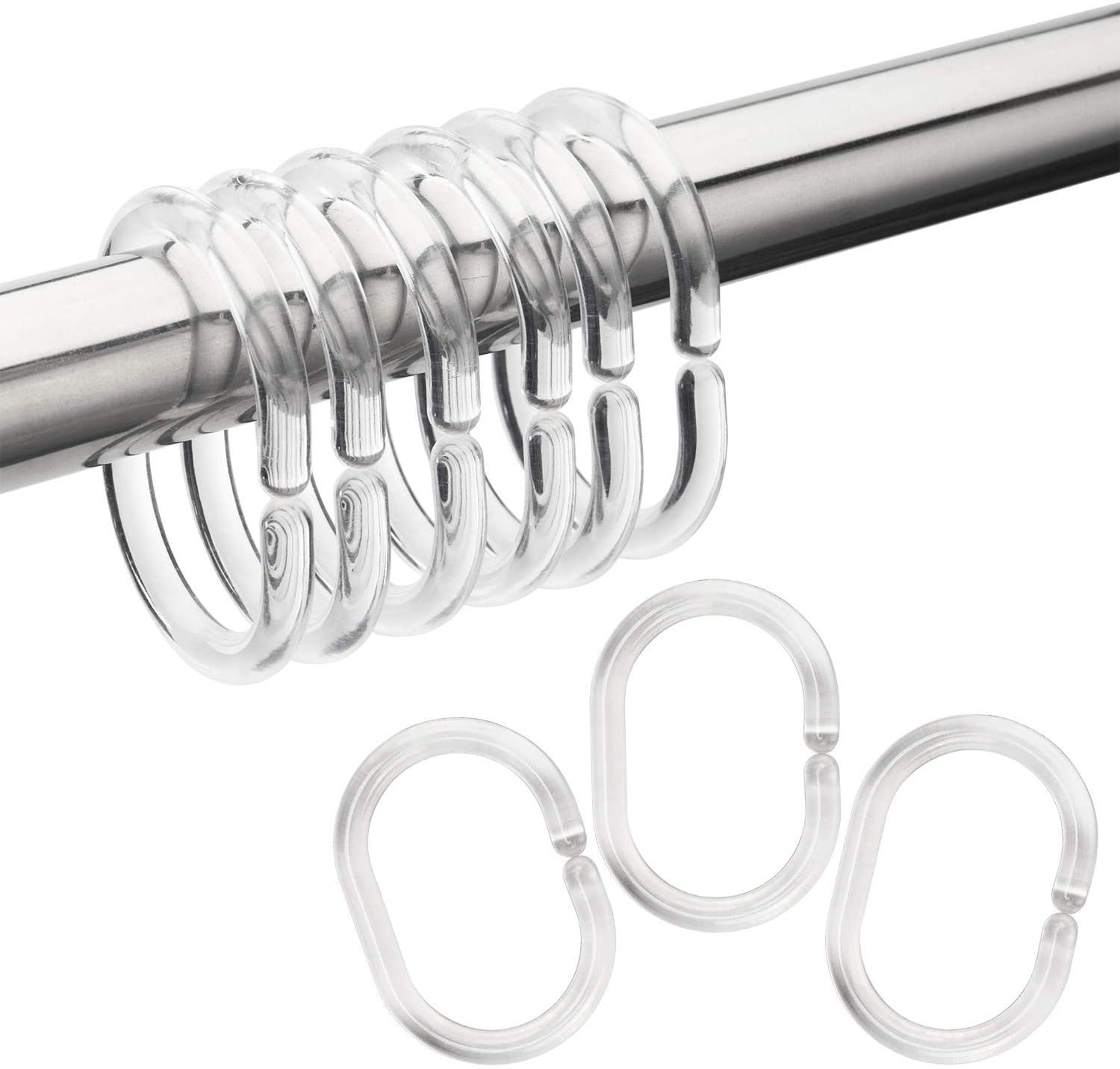 Transparent shower curtain hook C- shaped pure transparent C- shaped boxed hook shower curtain ring accessories 12 PCs/box