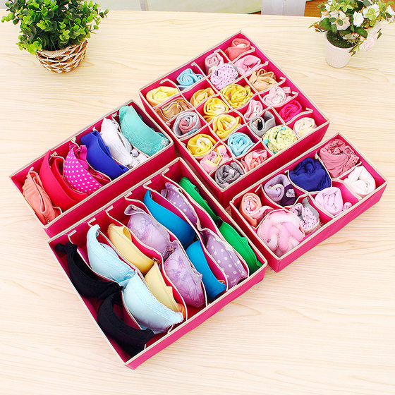 Foldable Household Underwear Panties Storage Box Deck Wardrobe Bra Socks Storage Deck Drawer Type Finishing Box
