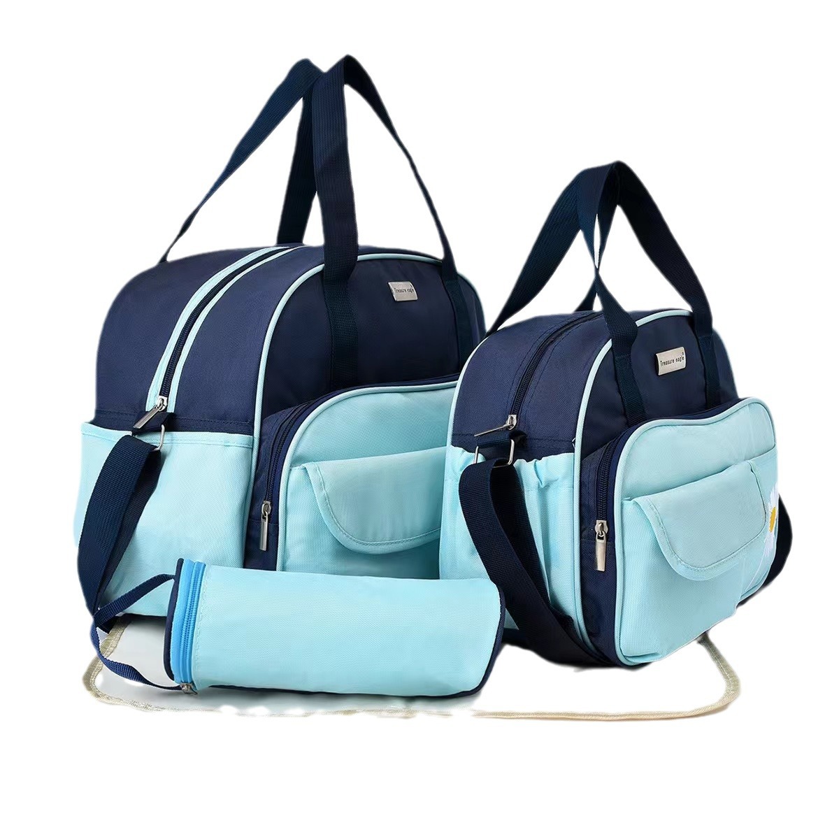 Cross-border exclusive hot selling mummy bag four-piece set Daisy embroidered multi-functional large capacity shoulder crossbody mother and baby bag